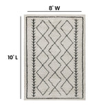 English Elm Geometric Style Bohemian Shag Area Rug - 8' x 10' - Ivory