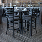 Commercial Grade 30'' Round Laminate Table Set with X-Base and 4 Ladder Back Metal Barstools - Vinyl Seat