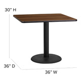 English Elm Commercial Grade 36'' Square Natural Laminate Table Set with X-Base and 4 Ladder Back Metal Chairs - Vinyl Seat