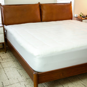 English Elm Mattress Pad - Deep Pocket - Full Size - Quilted Cotton Top - Hypoallergenic - Fits 8"-21" Mattresses