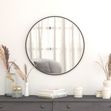 English Elm 30" Round Metal Framed Wall Mirror - Large Accent Mirror for Bathroom, Vanity, Entryway, Dining Room, & Living Room