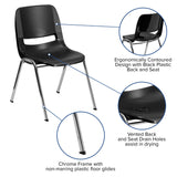 English Elm Commercial Grade Series 661 lb. Capacity Ergonomic Shell Stack Chair with Chrome Frame and 16'' Seat Height