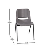 English Elm Commercial Grade 661 lb. Capacity Ergonomic Shell Stack Chair with Black Frame and 16'' Seat Height