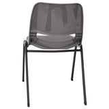 English Elm Commercial Grade 661 lb. Capacity Ergonomic Shell Stack Chair with Black Frame and 16'' Seat Height