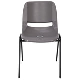 English Elm Commercial Grade 661 lb. Capacity Ergonomic Shell Stack Chair with Black Frame and 16'' Seat Height