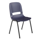 English Elm Commercial Grade 661 lb. Capacity Navy Ergonomic Shell Stack Chair with Black Frame and 16'' Seat Height