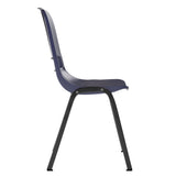 English Elm Commercial Grade 661 lb. Capacity Navy Ergonomic Shell Stack Chair with Black Frame and 16'' Seat Height