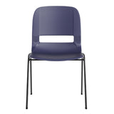 English Elm Commercial Grade 661 lb. Capacity Navy Ergonomic Shell Stack Chair with Black Frame and 16'' Seat Height