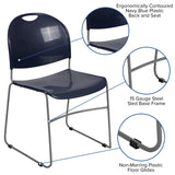 English Elm Commercial Grade Series 880 lb. Capacity Navy Ultra-Compact Stack Chair with Silver Powder Coated Frame