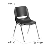 English Elm Commercial Grade Series 880 lb. Capacity Ergonomic Shell Stack Chair with Chrome Frame and 18'' Seat Height