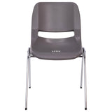 English Elm Commercial Grade 880 lb. Capacity Ergonomic Shell Stack Chair with Chrome Frame and 18'' Seat Height