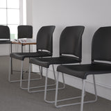 English Elm Commercial Grade Series 880 lb. Capacity Full Back Contoured Stack Chair with Gray Powder Coated Sled Base