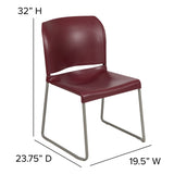 English Elm Commercial Grade Series 880 lb. Capacity Full Back Contoured Stack Chair with Gray Powder Coated Sled Base