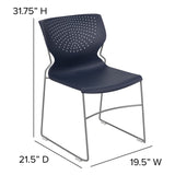 English Elm Commercial Grade Series 661 lb. Capacity Full Back Stack Chair with Gray Powder Coated Frame