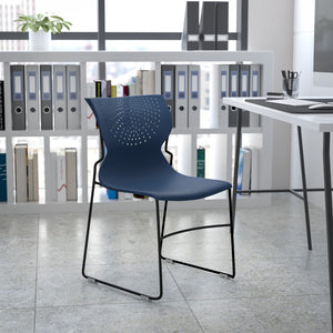 English Elm Commercial Grade Series 661 lb. Capacity Full Back Stack Chair with Gray Powder Coated Frame