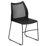 English Elm Commercial Grade Series 661 lb. Capacity Stack Chair with Air-Vent Back and Powder Coated Sled Base