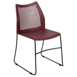 English Elm Commercial Grade Series 661 lb. Capacity Stack Chair with Air-Vent Back and Black Powder Coated Sled Base