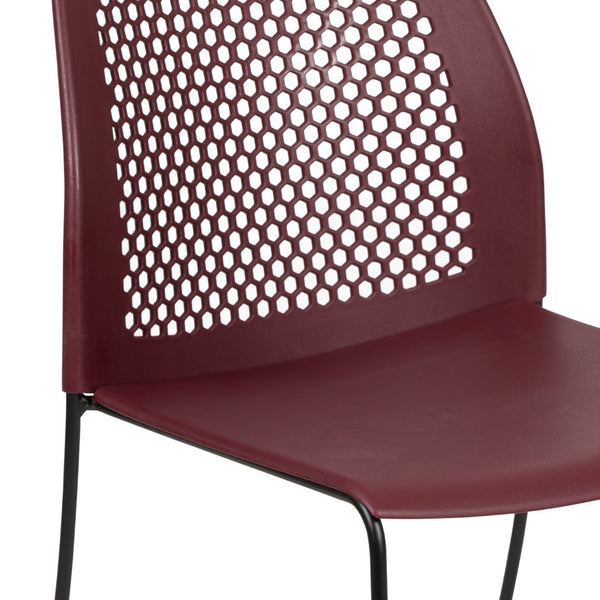 English Elm Commercial Grade Series 661 lb. Capacity Stack Chair with Air-Vent Back and Black Powder Coated Sled Base