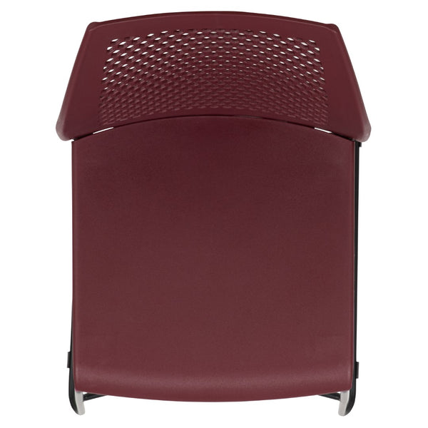 English Elm Commercial Grade Series 661 lb. Capacity Stack Chair with Air-Vent Back and Black Powder Coated Sled Base
