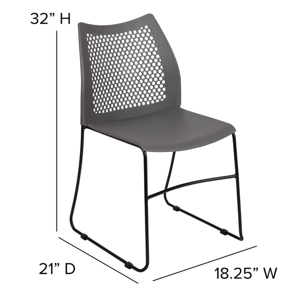 English Elm Commercial Grade Series 661 lb. Capacity Stack Chair with Air-Vent Back and Black Powder Coated Sled Base