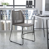 English Elm Commercial Grade Series 661 lb. Capacity Stack Chair with Air-Vent Back and Black Powder Coated Sled Base