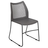 English Elm Commercial Grade Series 661 lb. Capacity Stack Chair with Air-Vent Back and Black Powder Coated Sled Base