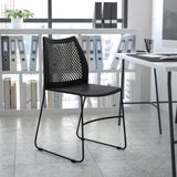 English Elm Commercial Grade Series 661 lb. Capacity Stack Chair with Air-Vent Back and Gray Powder Coated Sled Base