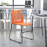 English Elm Commercial Grade Series 661 lb. Capacity Stack Chair with Air-Vent Back and Black Powder Coated Sled Base