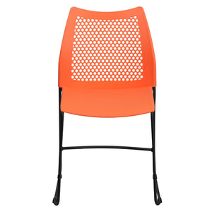 English Elm Commercial Grade Series 661 lb. Capacity Stack Chair with Air-Vent Back and Black Powder Coated Sled Base