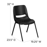 English Elm Commercial Grade Series 880 lb. Capacity Ergonomic Shell Stack Chair with Frame