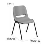 English Elm Commercial Grade Series 880 lb. Capacity Ergonomic Shell Stack Chair with Black Frame