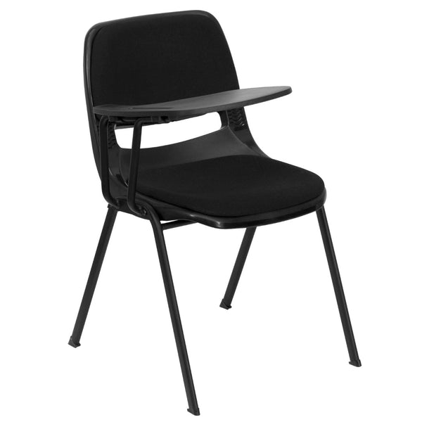 English Elm Commercial Grade Padded Ergonomic Shell Chair with Right Handed Flip-Up Tablet Arm