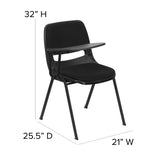 English Elm Commercial Grade Padded Ergonomic Shell Chair with Right Handed Flip-Up Tablet Arm