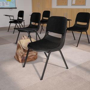 English Elm Commercial Grade Padded Ergonomic Shell Chair with Right Handed Flip-Up Tablet Arm