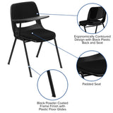 English Elm Commercial Grade Padded Ergonomic Shell Chair with Right Handed Flip-Up Tablet Arm