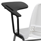 English Elm Commercial Grade Ergonomic Shell Chair with Left Handed Flip-Up Tablet Arm