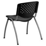 English Elm Commercial Grade Series 880 lb. Capacity Plastic Stack Chair with Titanium Gray Powder Coated Frame