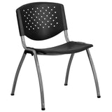 English Elm Commercial Grade Series 880 lb. Capacity Plastic Stack Chair with Titanium Gray Powder Coated Frame