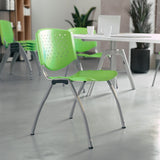 English Elm Commercial Grade Series 880 lb. Capacity Plastic Stack Chair with Titanium Gray Powder Coated Frame