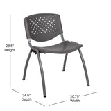 English Elm Commercial Grade Series 880 lb. Capacity Plastic Stack Chair with Titanium Powder Coated Frame