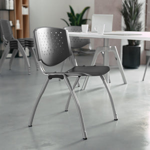 English Elm Commercial Grade Series 880 lb. Capacity Plastic Stack Chair with Titanium Powder Coated Frame