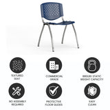 English Elm Commercial Grade Series 880 lb. Capacity Plastic Stack Chair with Titanium Gray Powder Coated Frame