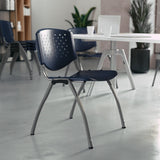 English Elm Commercial Grade Series 880 lb. Capacity Plastic Stack Chair with Titanium Gray Powder Coated Frame