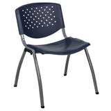 English Elm Commercial Grade Series 880 lb. Capacity Plastic Stack Chair with Titanium Gray Powder Coated Frame