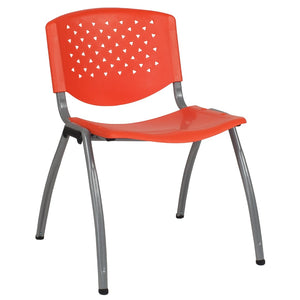 English Elm Commercial Grade Series 880 lb. Capacity Plastic Stack Chair with Titanium Gray Powder Coated Frame