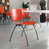 English Elm Commercial Grade Series 880 lb. Capacity Plastic Stack Chair with Titanium Gray Powder Coated Frame