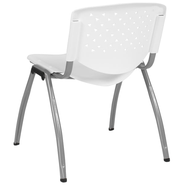 English Elm Commercial Grade Series 880 lb. Capacity Plastic Stack Chair with Titanium Gray Powder Coated Frame