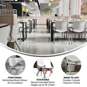 English Elm Commercial Grade Series 880 lb. Capacity Plastic Stack Chair with Titanium Gray Powder Coated Frame