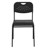 English Elm Commercial Grade Series 880 lb. Capacity Plastic Stack Chair with Open Back and Frame