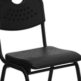 English Elm Commercial Grade Series 880 lb. Capacity Plastic Stack Chair with Open Back and Frame